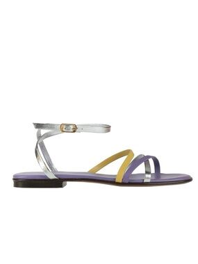 Baldinini Silver, Purple & Yellow Strappy Ankle-Sling Sandals